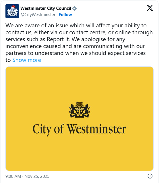 Westminster City Council Tweet