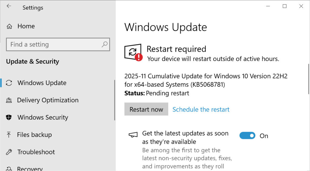 Windows 10 KB5068781 update