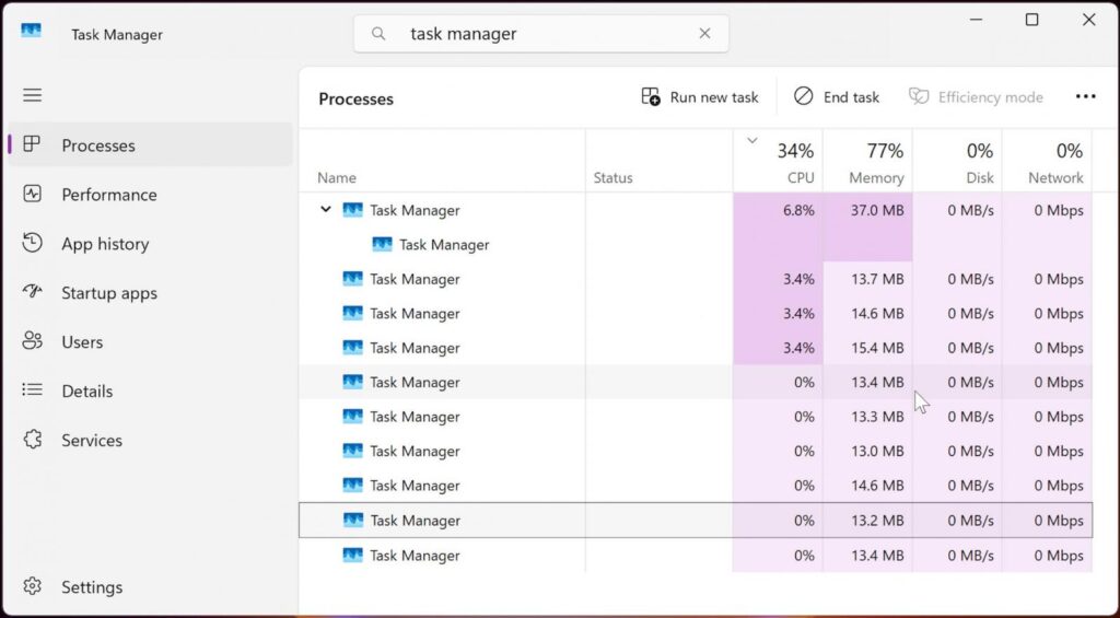 Background Task Manager processes