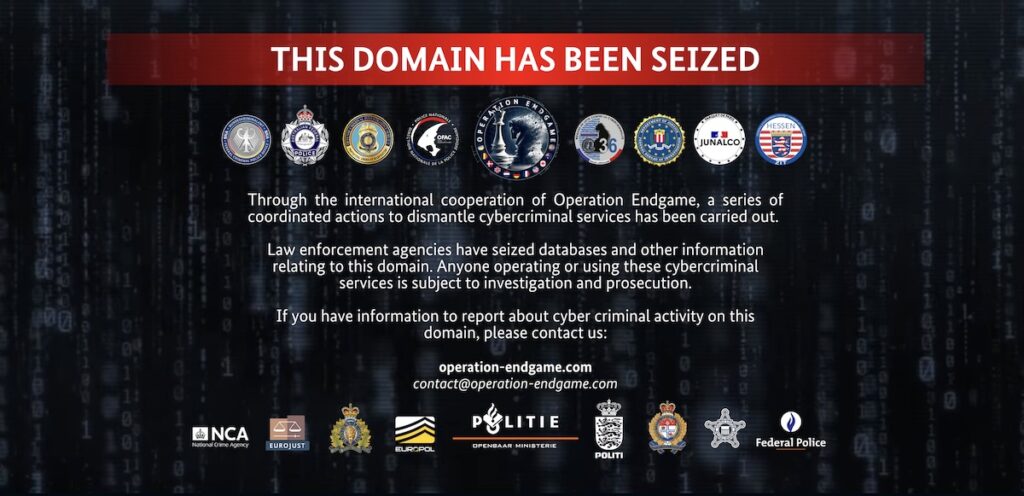 Seizure banner on Rhadamanthys' Tor site