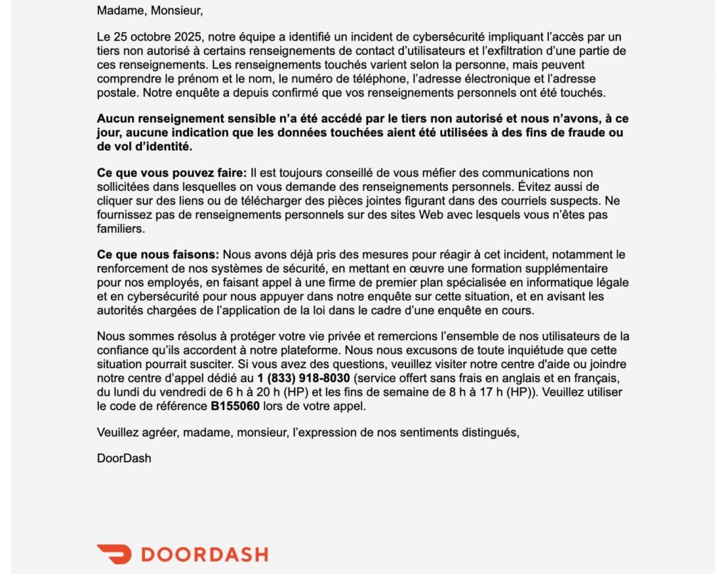 French translation of security incident disclosure