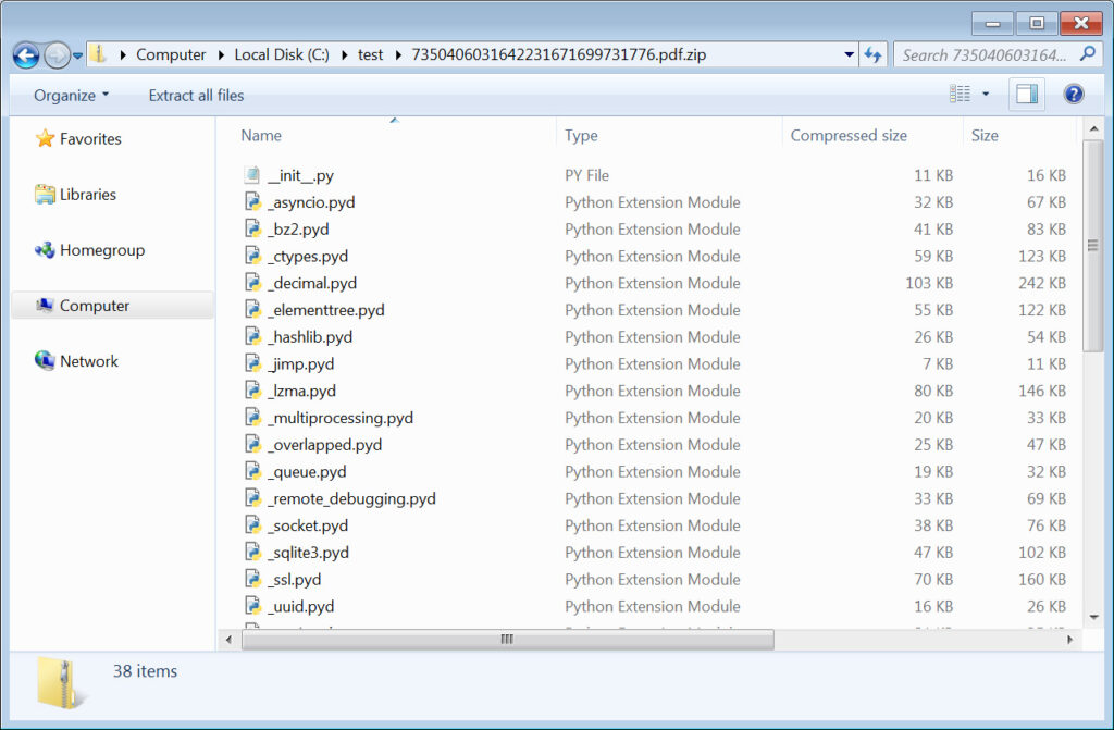 Contents of archive disguised as a PDF