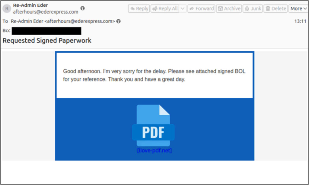 Direct email sent to larger firms