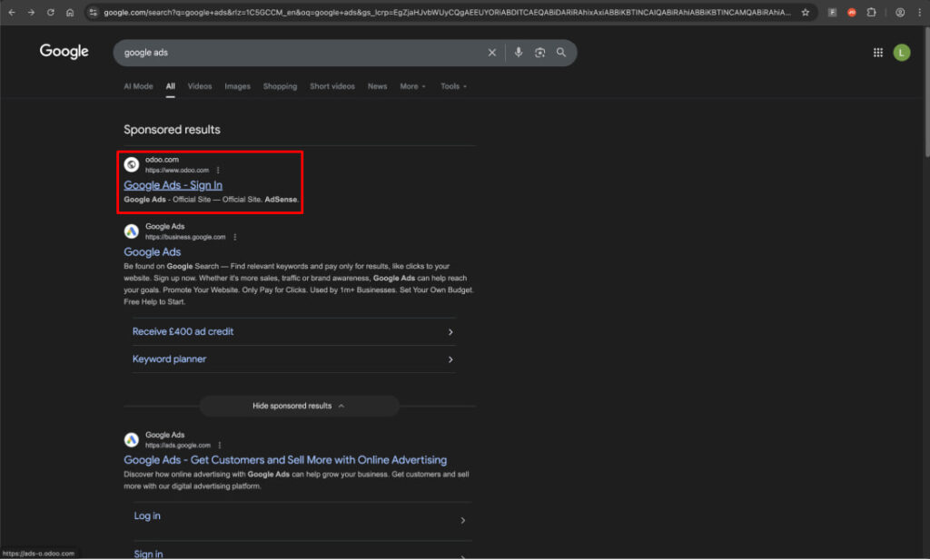 Malicious search results ranking first