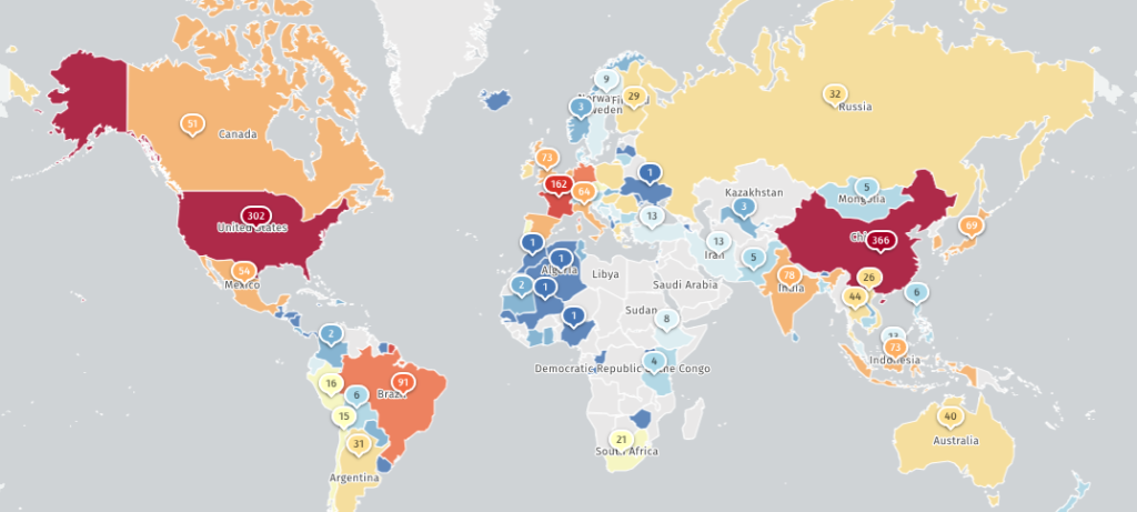 GeoServer instances exposed online (Shadowserver)