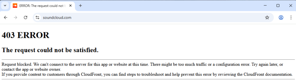 403 error when trying to visit SoundCloud with a VPN connection