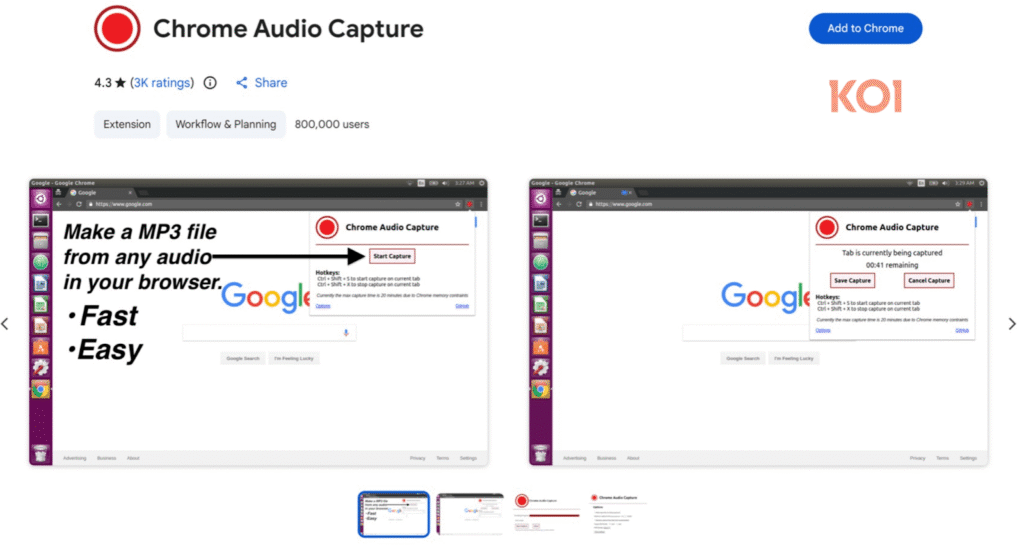 The Chrome Audio Capture extension