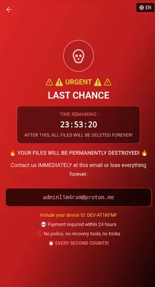 DroidLock's ransom overlay