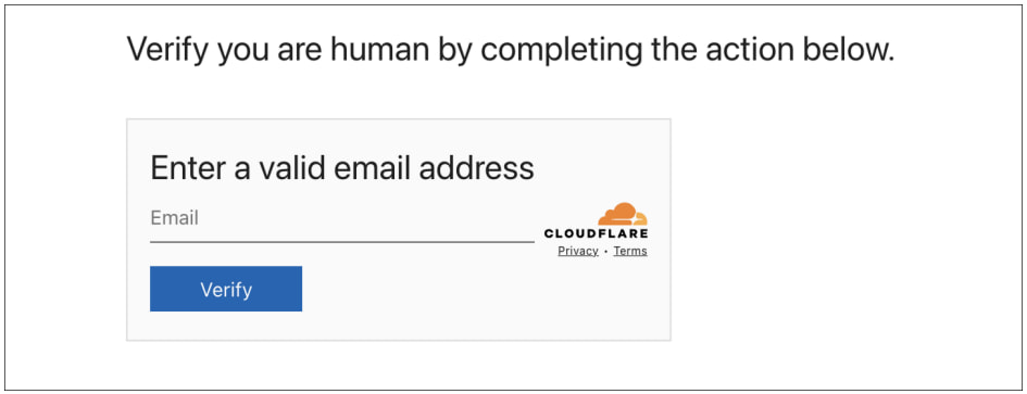 Victim prompted to enter their email address