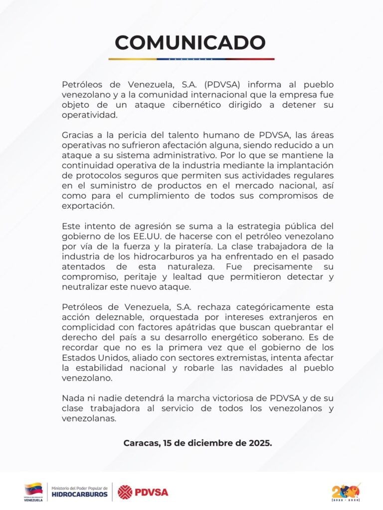 PDVSA statement (PDVSA)