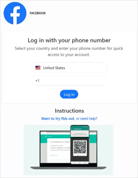 The fake Facebook site