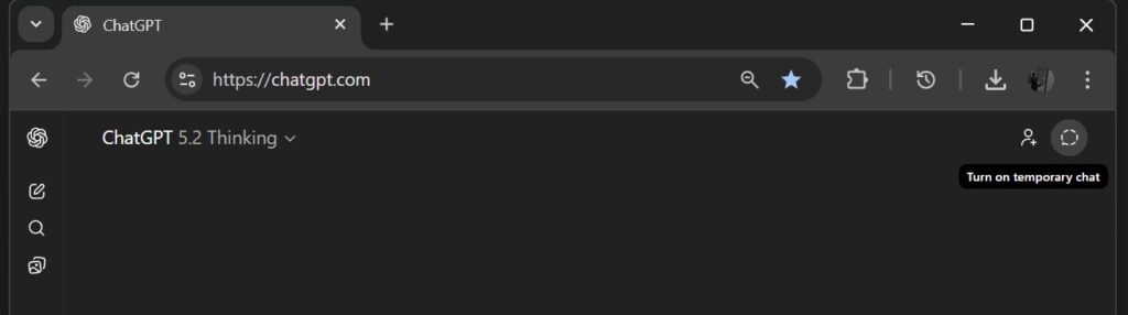 Temporary chat in ChatGPT