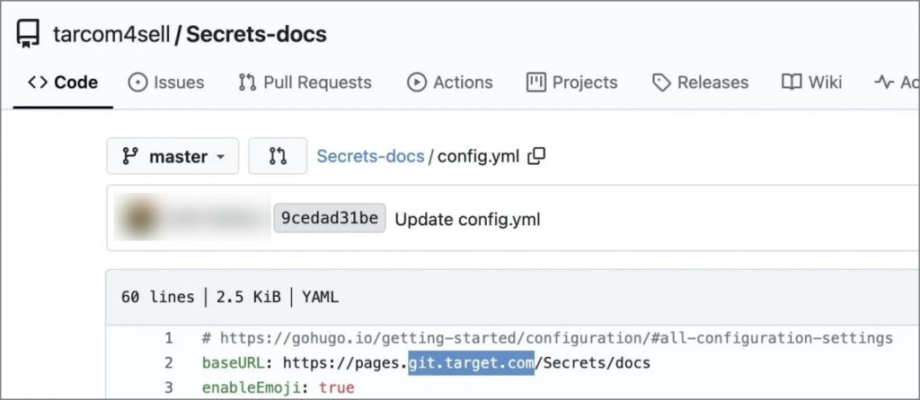 Gitea repositories purportedly showing a part of Target's internal source code and documentation