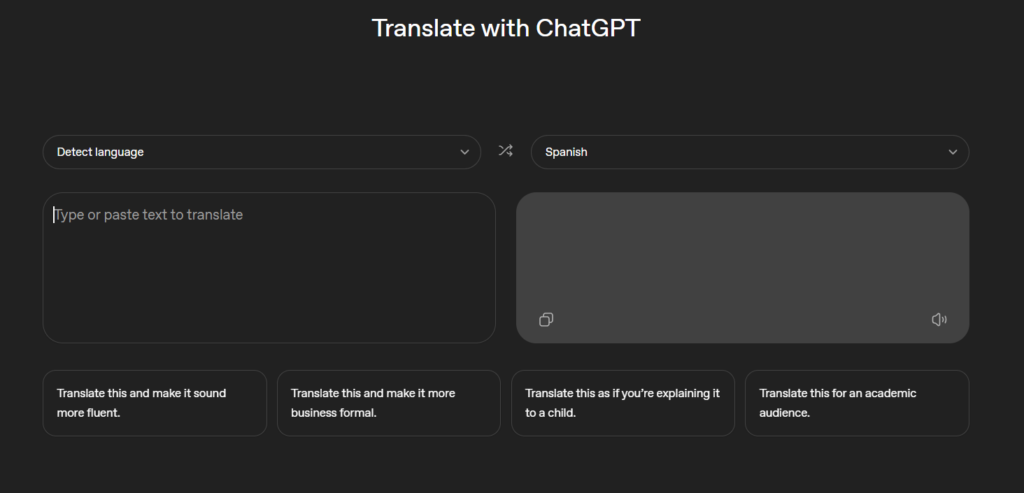 ChatGPT Translate tool