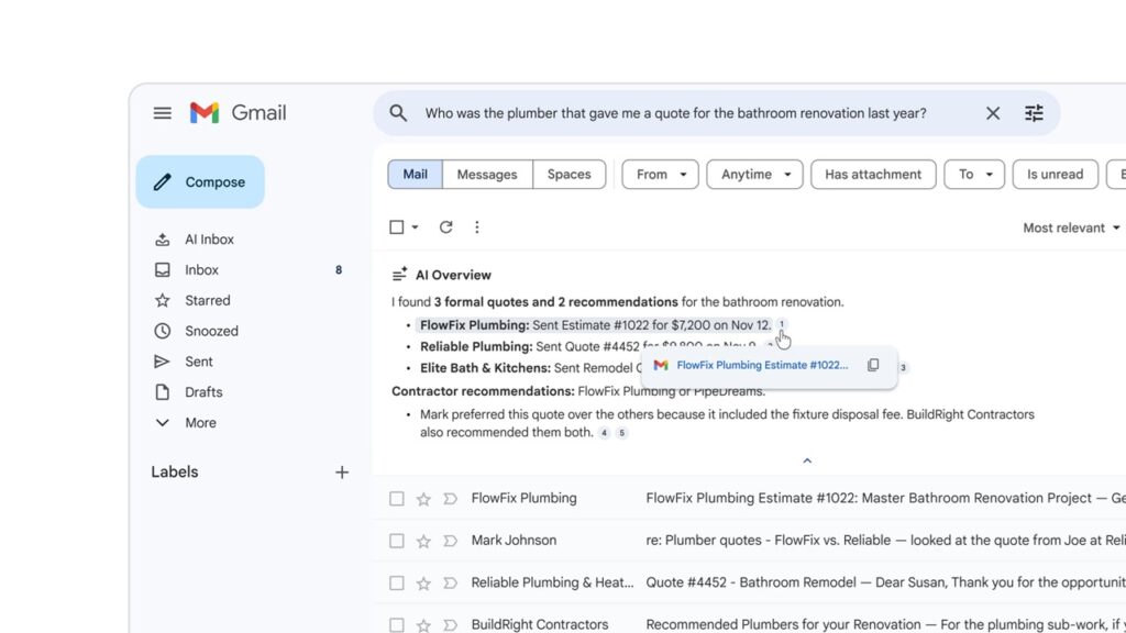 AI Overview in gmail