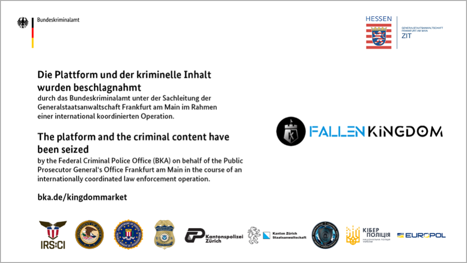 Seizure banner on Kingdom Market's domain