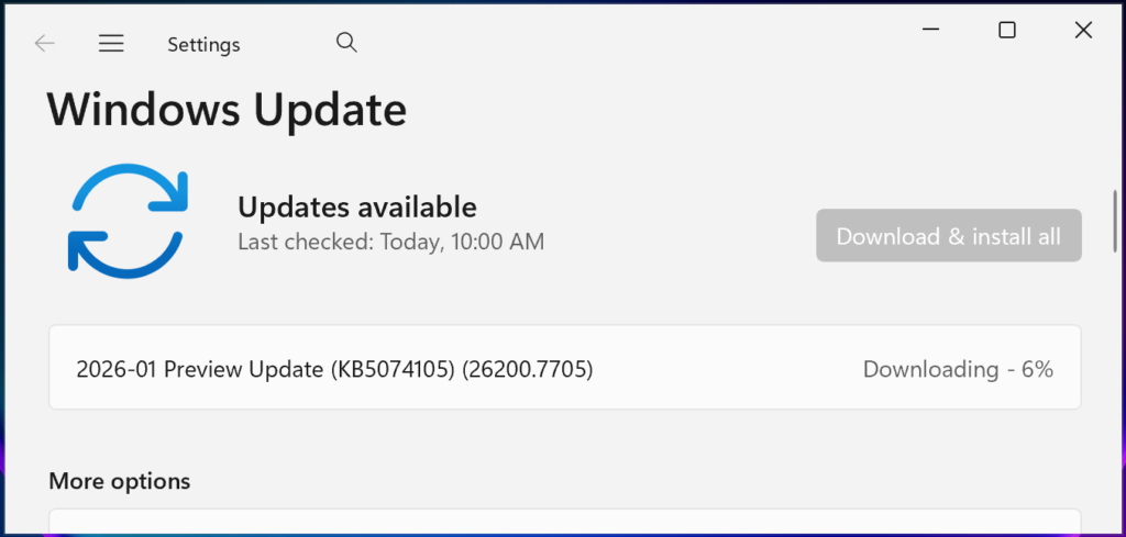 KB5074105 preview update