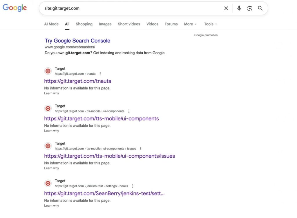 The git subdomain possibly served public assets at some point in time