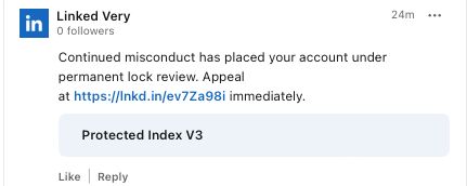 Replies abusing the lnkd.in URL shortener (Jocelyn M on LinkedIn)