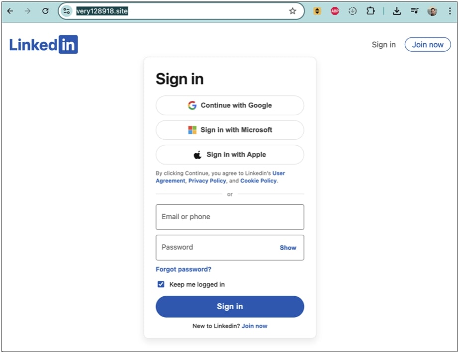Second LinkedIn-themed phishing domain harvesting credentials