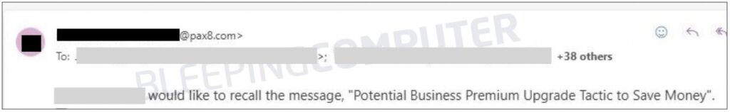 Pax8 recalling the accidental email