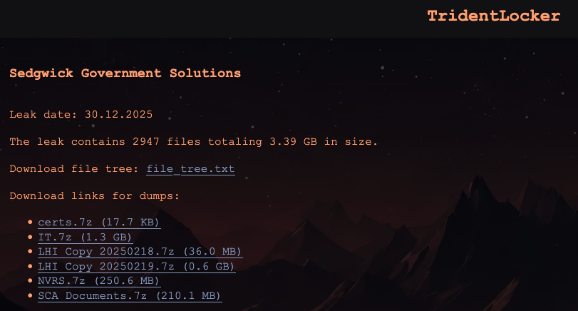 Sedgwick Government Solutions TridentLocker entry