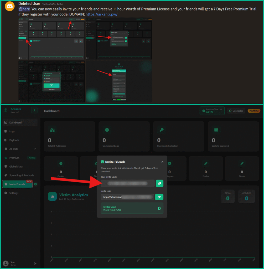 Referral options from within the dashboard