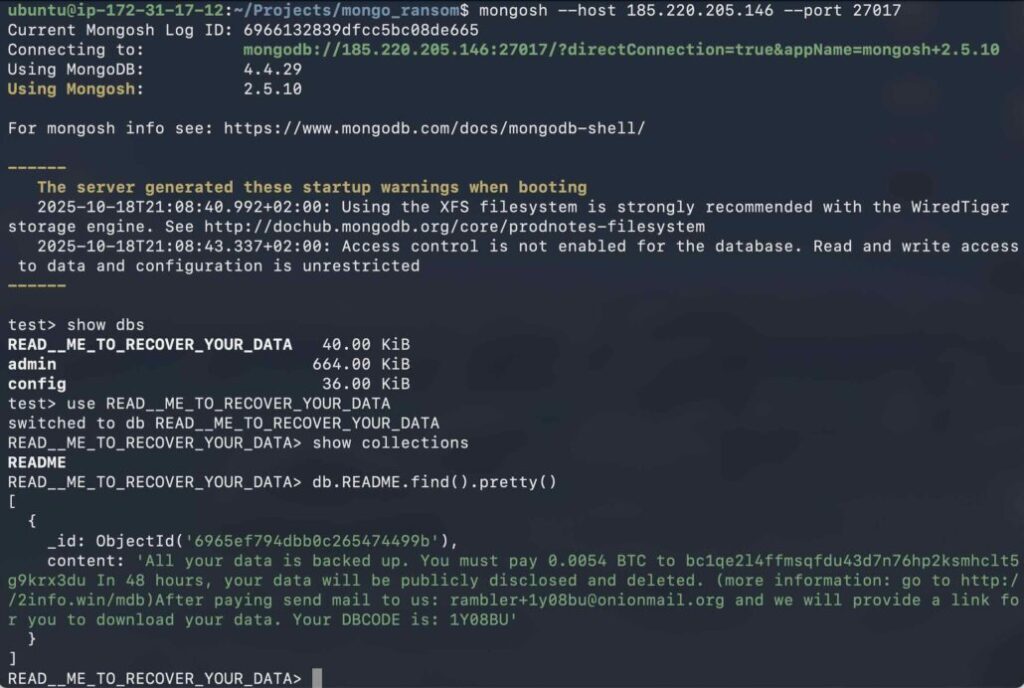 Sample of the ransom note