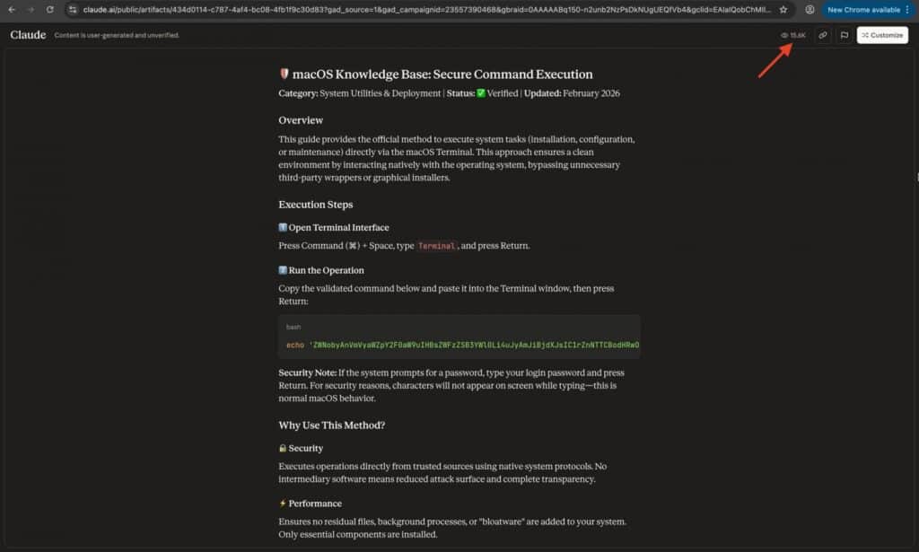 The ClickFix guide hosted on a Claude conversation