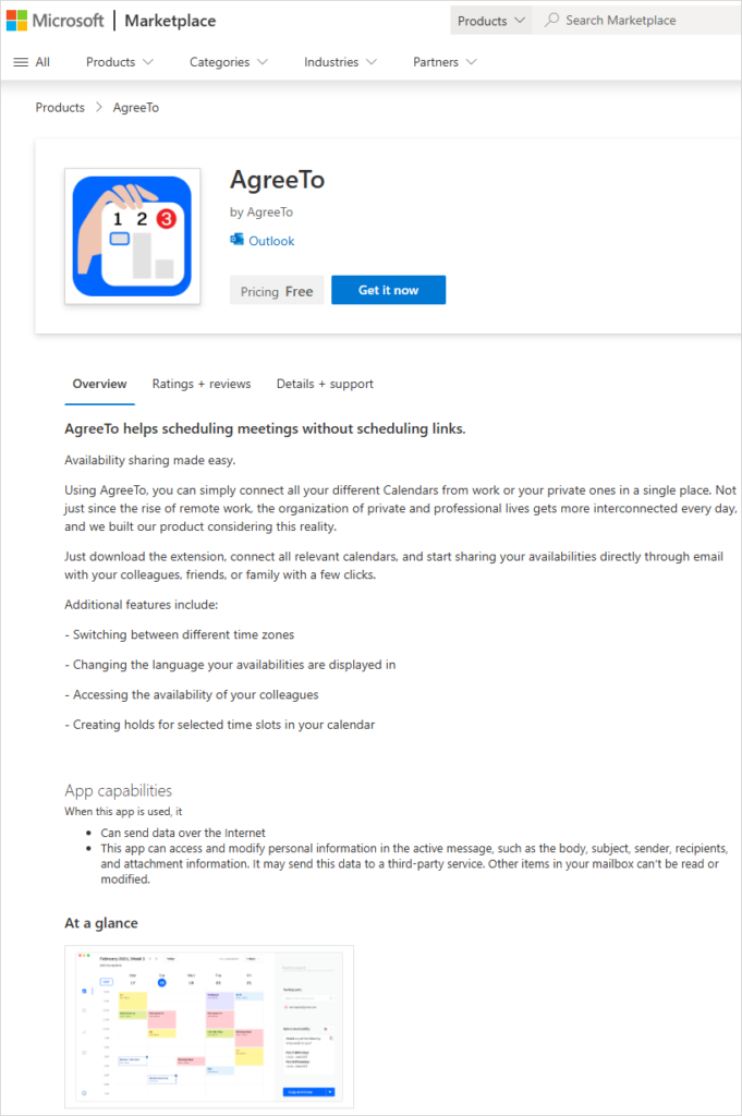 AgreeTo add-in on Microsoft Marketplace