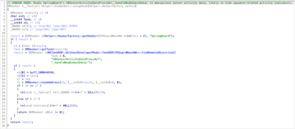 Function targeting the SBSensorActivityDataProvider