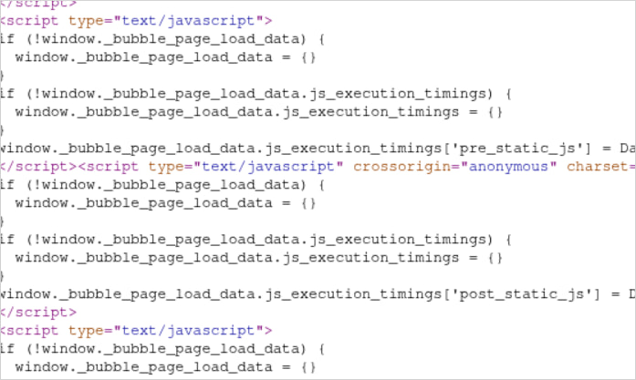 Code fragment of a Bubble app
