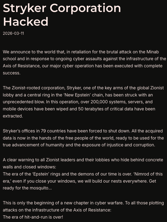 Handala's Stryker statement