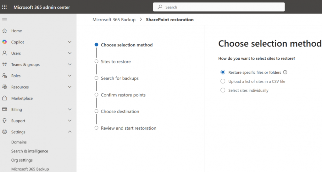 Microsoft 365 Backup granular restore (Microsoft)