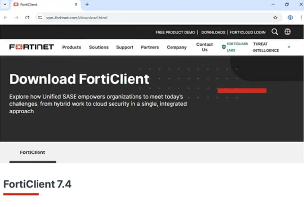 Fake Fortinet website