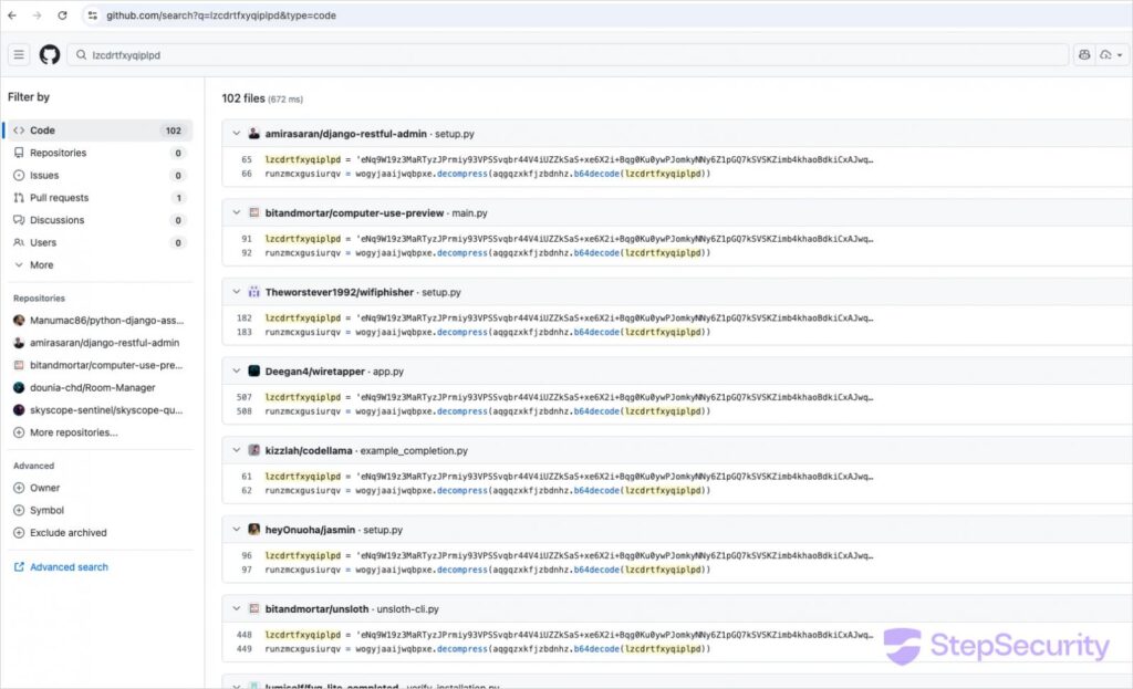 Malicious GitHub files