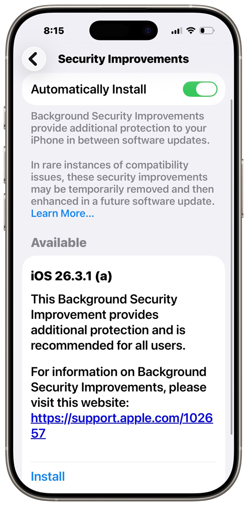 Background Security Improvements feature