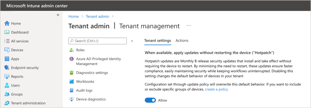 Windows Autopatch management toggle (Microsoft)