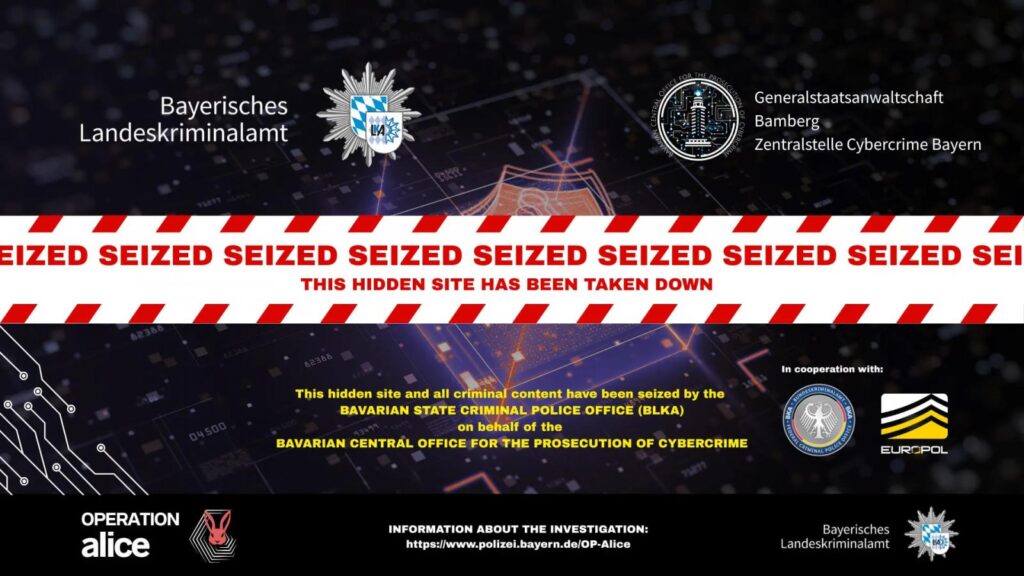Seizure banner on one of the scam sites