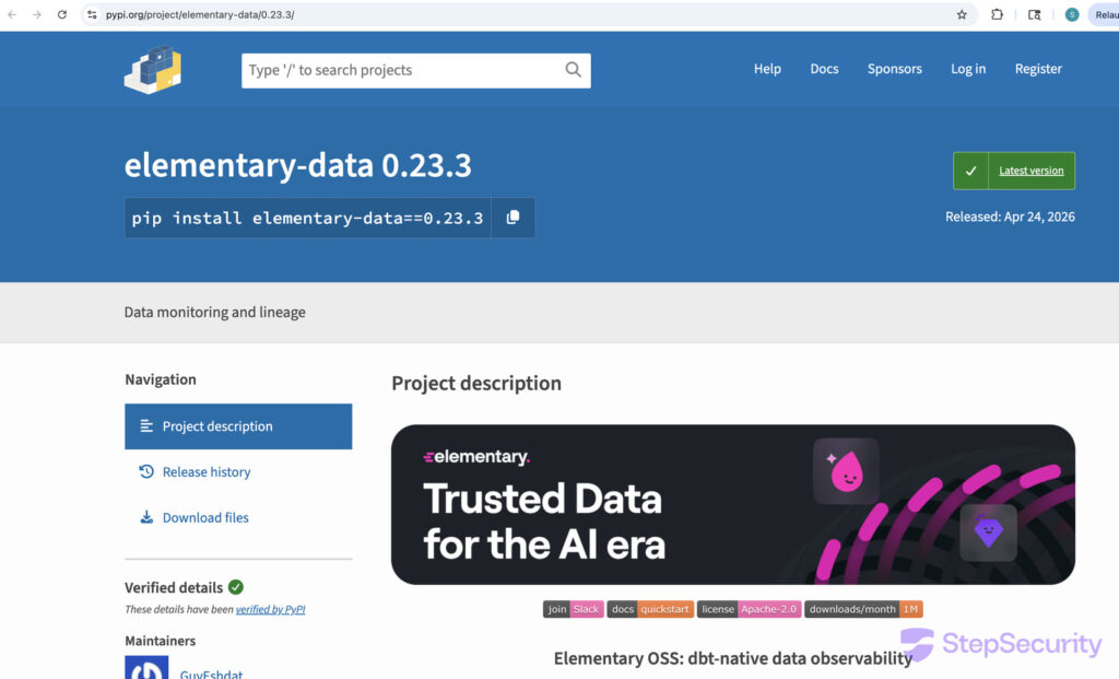 The malicious release on PyPI