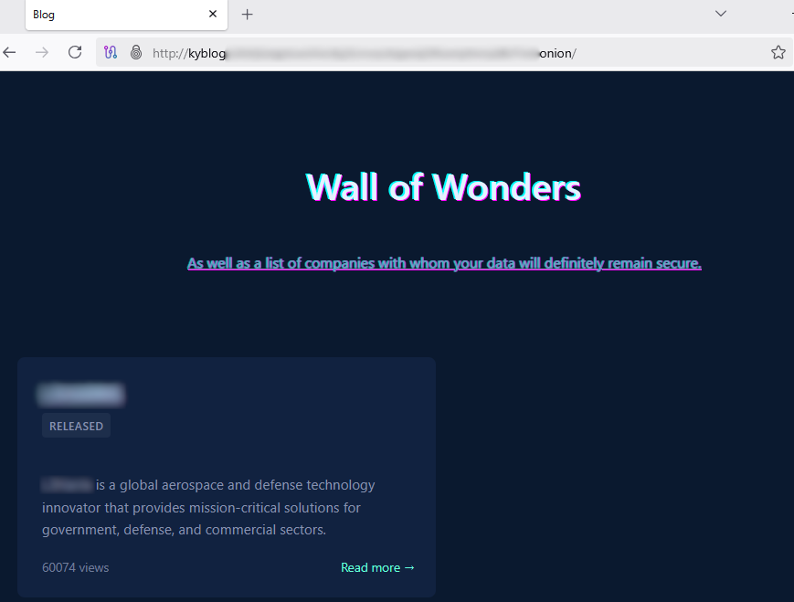 Kyber ransomware victim extortion portal